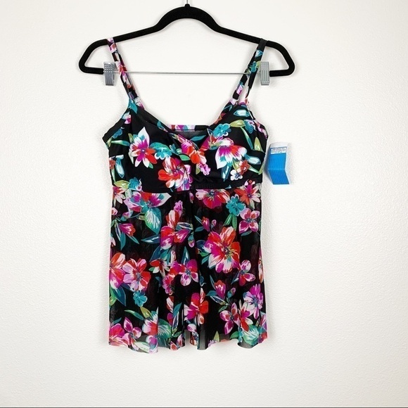 Croft &‎ Barrow Mesh Twist Flyaway Tankini Top Sz S - Picture 1 of 5